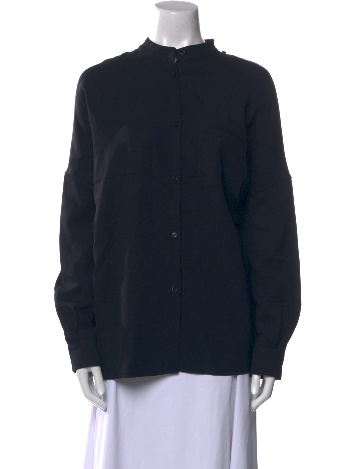 Jil Sander Mock Neck Long Sleeve Button-Up Top